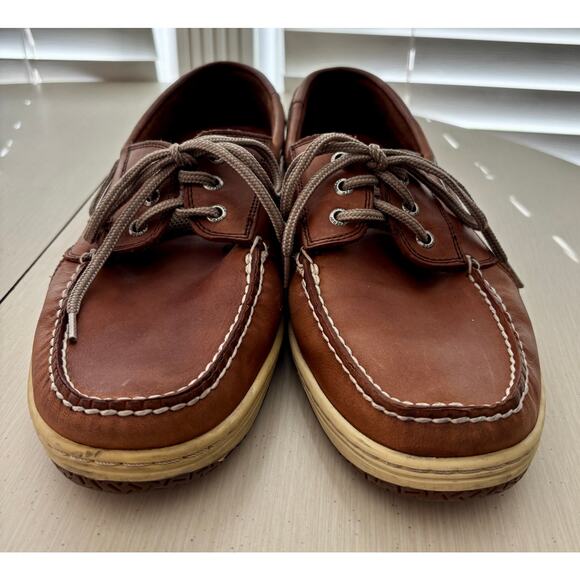 Sperry Men’s Leather Boat Shoes Size 12 Brown Moc Toe Casual Preppy Deck Loafers - Picture 2 of 10